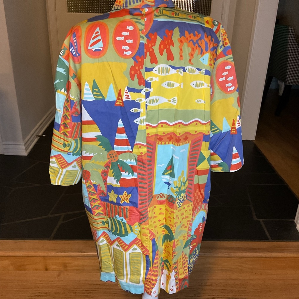 Vintage Antoinette Franz Haushofer Yellow Floral Shirt Dress German Made 44 - Picture 8 of 9